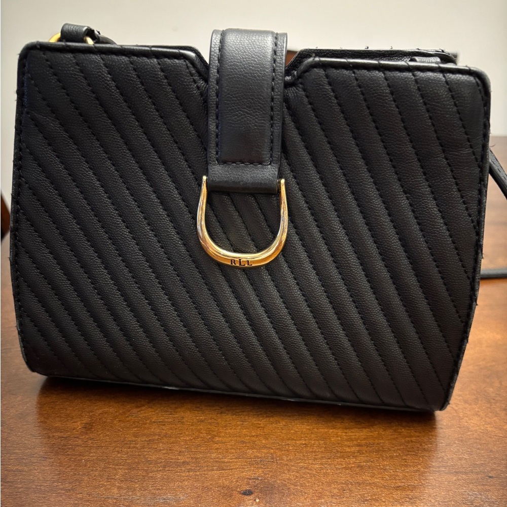 Ralph Lauren Black Leather Quilted Crossbody Bag